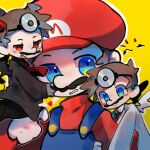 1:1 2022 4_fingers accessory angel angel_humanoid arm_hug black_bottomwear black_clothing black_coat black_dress_shirt black_eyebrows black_facial_hair black_mustache black_pants black_topwear black_wings blue_clothing blue_eyes blue_line_art blue_overalls blush bottomwear brown_hair button_(fastener) clothed clothed_human clothed_humanoid clothed_male clothing coat colored colored_line_art demon demon_humanoid digital_drawing_(artwork) digital_media_(artwork) doctor dr._mario_(character) dr._mario_(series) eyebrows facial_hair fangs feathered_wings feathers fingers fully_clothed fully_clothed_human fully_clothed_humanoid fully_clothed_male gloves grey_clothing grey_gloves grey_handwear group hair hand_on_face handwear hat head_mirror headgear headwear heart_symbol horn horned_humanoid human humanoid larger_human larger_male lidded_eyes light lighting looking_at_viewer male male_human male_humanoid mammal mario mario_bros medical_instrument membrane_(anatomy) membranous_wings mustache necktie nintendo no_pupils not_furry open_mouth open_smile outline overalls pants red_clothing red_eyes red_hat red_headwear red_horn red_necktie red_shirt red_topwear renballball scientific_instrument shaded shirt short_hair simple_background size_difference smaller_humanoid smaller_male smile tan_body tan_skin teeth thin_eyebrows topwear trio white_clothing white_coat white_dress_shirt white_outline white_topwear white_wings winged_humanoid wings yellow_background