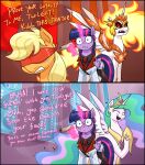 absurd_res applejack_(mlp) black_border blindfold blood bodily_fluids border clothing comic crown daybreaker_(mlp) earth_pony english_text equid equine female feral friendship_is_magic gore grimdark group gun handgun hasbro headgear hi_res horn horse magic mammal moonatik my_little_pony mythological_creature mythological_equine mythology pony prank ranged_weapon regalia tail tears telekinesis text traumatized trio twilight_sparkle_(mlp) uniform weapon winged_unicorn wings
