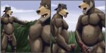 anthro balls bear beard black_nose brown_body brown_fur butt caught_in_the_act comic duo erection facial_hair father_(lore) father_and_child_(lore) father_and_son_(lore) fur genitals grass hi_res imminent_masturbation incest_(lore) male male/male mammal mature_anthro mature_male musclegut muscular muscular_anthro muscular_male nature navel nipples nude nude_anthro nude_male outdoor_nudity outside parent_(lore) parent_and_child_(lore) parent_and_son_(lore) penis plant sampsonwoof son_(lore) standing tall_grass tongue tongue_out