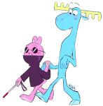  anthro blind blinking capreoline cervid duo eyewear glasses hand_holding happy_tree_friends lumpy_(htf) male male/male mammal rodent the_mole_(htf) vilya walking_stick 