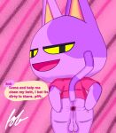 anal_request animal_crossing anthro anus balls bob_(animal_crossing) butt butt_grab dialogue domestic_cat felid feline felis fur genitals hand_on_butt hi_res looking_at_viewer male mammal nintendo oral_request purple_body purple_fur requesting rimming_request rob-posa sex_request solo speech_bubble spread_butt spreading suggestive_dialogue suggestive_pose