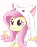  2020 blue_eyes equid equine female feral fluttershy_(mlp) friendship_is_magic front_view ginmaruxx hair hasbro hi_res hood long_hair mammal my_little_pony pegasus pink_hair quadruped simple_background solo white_background wings yellow_body 