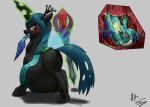  abdominal_bulge anthro anthro_prey anus arthropod blush changeling doesnotexist dragon female female_pred female_prey feral feral_pred friendship_is_magic genitals green_eyes hi_res hooves internal magic my_little_pony oral_vore organs pawpads princess_ember_(mlp) pussy queen_chrysalis_(mlp) same_size_vore staff stomach vore 