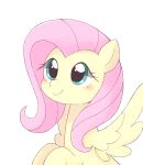  2020 blue_eyes blush equid equine feathered_wings feathers female feral fluttershy_(mlp) friendship_is_magic front_view ginmaruxx hair hasbro hi_res long_hair mammal my_little_pony pegasus pink_hair quadruped simple_background solo white_background wings yellow_body yellow_feathers yellow_wings 