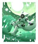  4_toes 5_fingers absurd_res anthro big_tail border city city_background dipstick_ears dipstick_tail ear_markings feet fingers fur futuristic futuristic_city gin-blade green_background green_body green_ear_tips green_face green_fingertips green_fur green_pawpads green_sky green_tail_tip happy hi_res machine male male_(lore) male_anthro markings multicolored_ears neck_tuft nude nude_anthro nude_male pawpads protogen scalar_(davjo) science_fiction screen screen_face simple_background sky smile solo tail tail_markings toes tuft white_arms white_background white_body white_border white_ears white_fur white_legs white_tail white_torso white_tuft 