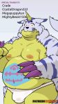  2021 9:16 animated anthro bandai_namco belly blush bodily_fluids bulge clothed clothing digimon digimon_(species) erection erection_under_clothing gabumon kemono male moobs nipples overweight overweight_male qqmelon888 short_playtime solo surprise sweat underwear 