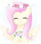  2020 blush equid equine eyes_closed feathered_wings feathers female feral fluttershy_(mlp) friendship_is_magic front_view ginmaruxx hair hasbro hi_res long_hair mammal my_little_pony pegasus pink_hair quadruped simple_background solo white_background wings yellow_body yellow_feathers yellow_wings 