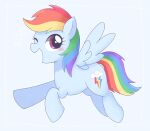  2020 absurd_res blue_body blue_feathers blue_wings blush cutie_mark equid equine feathered_wings feathers female feral friendship_is_magic ginmaruxx hair hasbro hi_res hooves mammal multicolored_hair my_little_pony one_eye_closed open_mouth pegasus purple_eyes quadruped rainbow_dash_(mlp) rainbow_hair side_view simple_background solo white_background wings 