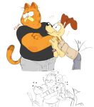  anthro anthrofied canid canine canis domestic_cat domestic_dog felid feline felis fur garfield_(series) garfield_the_cat group male male/male mammal nermal_(garfield) odie_the_dog orange_body orange_fur overweight overweight_male tail_motion tailwag tongue tongue_out vilya 