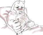 2026 2_horns 5_fingers anthro bed big_breasts black_eyes blush blush_lines boss_monster_(undertale) bovid breasts caprine claws curvy_figure digital_drawing_(artwork) digital_media_(artwork) duo faceless_character faceless_male female finger_claws fingers first_person_view floppy_ears fur furniture genitals glistening glistening_arms glistening_body glistening_breasts glistening_fur goat handjob holding_penis horn long_ears looking_at_viewer male male_pov mammal mature_anthro mature_female nude on_bed penile penis sakamtosng sex tasteful_nudity toriel under_covers undertale undertale_(series) voluptuous voluptuous_anthro voluptuous_female white_body white_fur