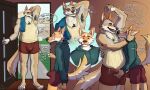 2026 after_exercise age_difference anthro anthro_on_anthro armpit_fetish armpit_hair armpit_sniffing artie_(artieyote) barefoot blush bodily_fluids body_hair bottomwear brown_background building bulge bulge_fondling canid canine canis chest_hair clothed clothed_sex clothing coyote coywolf day dialogue dominant door dot_eyes duo eduardo_(artieyote) emanata english_description erection erection_under_clothing eyebrows father_(lore) father_and_child_(lore) father_and_son_(lore) father_dom_son_sub feet fur genital_fluids good_boy gradient_background hand_on_bulge hi_res hoodie house hybrid incest_(lore) inside larger_dom male male/male mammal mature_anthro mature_male motion_lines multiple_scenes musk musk_cloud musk_drunk narrowed_eyes oh_mikat older_dom_younger_sub open_mouth open_smile parent_(lore) parent_and_child_(lore) parent_and_son_(lore) plantigrade praise precum precum_through_clothing profanity question_mark sex shirt shorts side_view signature simple_background simple_eyes size_difference smile sniffing son_(lore) standing stated_incest sweat tail tail_motion tailwag tank_top teeth tenting thought_bubble topwear towel towel_on_shoulder tuft wet wet_clothing wolf