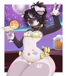 2024 4_fingers ahoge alcohol anthro bar_counter beer beer_foam beer_mug beverage bikini biped black_eyebrows black_eyes black_hair blue_eyes border bow_ribbon bulge clothed clothing colored container counter cup curvy_figure digital_drawing_(artwork) digital_media_(artwork) disco_ball ear_piercing eyebrows fingers floppy_ears food fruit gesture glass glass_container glass_cup glistening glistening_eyes gold_ear_piercing gold_navel_piercing gold_piercing green_bikini green_bikini_bottom green_bikini_top green_clothing green_swimwear grey_arms grey_fingers hair hand_gesture heart_(marking) heterochromia hi_res highlights_(coloring) holding_beverage holding_object looking_at_viewer male mammal margarita markings milkykirinn mole_(marking) mole_under_eye navel navel_piercing orange_(fruit) orange_drink orange_slice outside_border overflowing pattern_bikini pattern_clothing pattern_swimwear piercing pinup plant pose short_hair simon_(fierygehyena) sitting skimpy skimpy_bikini slim solo stickers_on_body string_bikini striped_bikini striped_clothing striped_swimwear stripes suid suine sus_(pig) swimwear thick_eyebrows thick_thighs tied_hair tusks two-piece_swimsuit v_sign white_body white_highlights white_legs white_tusks wild_boar