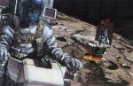  1980s_(style) 1boy angry clenched_teeth cockpit commentary crater earth_federation english_commentary ex-s_gundam gundam gundam_mk_v gundam_sentinel helmet in_orbit katoki_hajime magazine_scan mecha mecha_pilot_suit mobile_suit moon official_art pilot pilot_chair retro_artstyle robot ryou_roots scan scene_reference science_fiction screen sign sitting space space_helmet spacesuit teeth traditional_media warning_sign zero_gravity 
