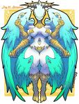  2021 3_toes 4_arms 4_toes absurd_res angel bangboodoragon bird_feet bird_legs blue_eyes breasts clothed clothing cross_pupils eye_on_belly eyeless_face eyes_on_wings feet female halo hi_res humanoid medium_breasts monster monster_girl_(genre) monster_girl_challenge multi_arm multi_limb pasties pupils scuted_arms seraphim_(angel) skimpy smile solo symbol-shaped_pupils thick_thighs toes unusual_anatomy unusual_pupils white_body white_skin yellow_sclera 