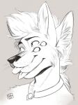  ambiguous_gender anthro canid canine collar fox hi_res mammal multi_ear multi_eye multi_mouth multi_tongue solo t-odd tongue tongue_out 