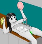  alternate_version_at_source animate_inanimate anthro black_hair bodily_fluids canid canine canis daleport996 digital_media_(artwork) domestic_dog female genital_fluids genitals hair holding_object kitchen kitchen_sink long_hair lying mammal nude on_back on_counter pussy pussy_juice soap solo unusual_bodily_fluids unusual_genital_fluids unusual_pussy_juice what what_has_science_done white_body why 