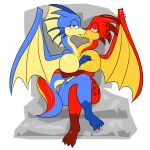  1:1 anthro breasts conjoined dragon duo female hi_res kissing skewedl0gic 