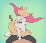  &lt;3 &lt;3_eyes anthro blush braixen canid canine duo female female_on_top fur hi_res inner_ear_fluff male male/female male_on_bottom mammal nintendo on_bottom on_top open_mouth pok&eacute;mon pok&eacute;mon_(species) simple_background traknoch tuft video_games yellow_body yellow_fur 