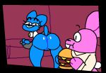  animated anthro anus big_butt breasts burger butt cartoon_network domestic_cat duo felid feline felis female food genitals lagomorph leporid male male/female mammal nicole_watterson pussy rabbit richard_watterson short_playtime superiorfoxdafox the_amazing_world_of_gumball twerking 