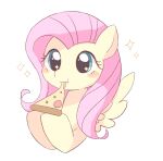  2021 blue_eyes eating equid equine feathered_wings feathers female feral fluttershy_(mlp) food friendship_is_magic front_view ginmaruxx hair hasbro hi_res hooves mammal my_little_pony pegasus pink_hair pizza quadruped simple_background solo white_background wings yellow_body yellow_wings 