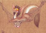  absurd_res anthro big_breasts blush breasts female fuchs hammock hanging_breasts hi_res kassen_akoll lying mammal nipples nude on_front out-of-placers simple_background solo traditional_media_(artwork) webcomic yinglet 