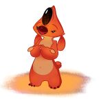  1:1 2021 alien digital_drawing_(artwork) digital_media_(artwork) disney experiment_(lilo_and_stitch) fur hands_together heat_(lilo_and_stitch) hi_res lilo_and_stitch looking_at_viewer navel orange_body orange_fur red_nose salty_nebula simple_background small_tail smile smirk solo standing white_background 