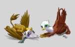  abdominal_bulge ambiguous_gender ambiguous_prey avian brown_body doesnotexist feathered_wings feathers female female_pred feral feral_pred friendship_is_magic gilda_(mlp) greta_(mlp) gryphon hi_res my_little_pony mythological_avian mythology rumbling_stomach same_size_vore vore white_body wings 