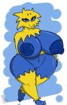  absurd_res anthro arachnid arthropod big_breasts big_butt blue_body breasts butt electra_the_shotstack_joltik female fur genitals hi_res huge_breasts huge_butt insect joltik nintendo nipples pok&eacute;mon pok&eacute;mon_(species) pussy solo unknown_artist video_games yellow_body yellow_fur 