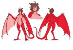  ahoge animal_humanoid big_breasts black_claws black_horn black_talons breasts brown_eyes brown_hair claws digitigrade dragon dragon_humanoid dragon_tail dragon_wings hair hi_res horn humanoid humanoid_pointy_ears madiblitz model_sheet nipples nude pupils red_body red_scales scales scalie scalie_humanoid short_hair simple_background slit_pupils solo talons white_background wings wyvern wyvern_humanoid 