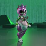  1:1 3d_(artwork) absurd_res alternate_form amy_rose android anthro barefoot black_sclera blender_(software) breasts cyberspace diaper diaper_only digital_media_(artwork) eulipotyphlan feet female glowing green_eyes hand_on_hip hedgehog hi_res machine madoka_starpunch mammal metal_amy metallic_body nipples pink_body robot sega solo sonic_the_hedgehog_(series) 