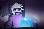  &diams; 2021 3:2 ambiguous_gender anthro arctic_fox bangs big_tail black_markings breasts canid canine chair clothing crystal_ball digital_media_(artwork) dipstick_ears dipstick_tail dust_(mewgle) eye_markings eyebrows fluffy fluffy_tail fog fox fur furniture gloves_(marking) grey_body grey_fur looking_at_object mammal markings meme mewgle multicolored_ears nipples nonbinary_(lore) orb pondering purple_clothing purple_eyes purple_nose signature sitting suit_symbol sweater tail_markings throne topwear turtleneck 