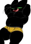  anthro armpit_hair black_body black_fur body_hair cartoon_network clothing domestic_cat felid feline felis fur green_eyes hands_behind_head hi_res licking licking_lips male mammal mao_mao:_heroes_of_pure_heart muscular muscular_anthro muscular_male nemhippie one_eye_closed pecs sheriff_mao_mao_mao solo tongue tongue_out underwear wink 
