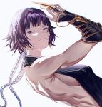  1girl absurdres bare_shoulders black_hair black_kimono bleach breasts claw_(weapon) closed_mouth commentary english_commentary highres japanese_clothes kimono shihakusho shinigami short_hair sideboob sideless_kimono solo sui-feng suzumebachi_(shikai) user_tpuf8388 weapon 