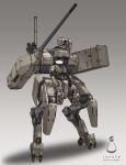  1girl absurdres aqua_eyes armor black_hair cannon commentary_request digitigrade forehead_protector full_body hair_ornament hairclip highres joints looking_at_viewer mecha mecha_musume missile_pod original radio_antenna robot robot_joints science_fiction smoke_grenade_launcher solo soruto_0w98e standing 