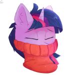  1:1 2020 clothing equid equine eyes_closed female feral friendship_is_magic front_view glazirka hair hasbro hi_res horn mammal my_little_pony purple_body purple_hair purple_horn quadruped simple_background solo sweater topwear twilight_sparkle_(mlp) unicorn unicorn_horn white_background 