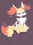  3_fingers 3_toes :3 absurd_res ambiguous_gender anthro biped black_body black_fur braixen brown_background canid canine cheek_tuft chest_tuft digital_media_(artwork) digitigrade dipstick_tail facial_tuft feet fingers fluffy fluffy_chest fluffy_tail front_view full-length_portrait fur hand_on_hip head_tuft hi_res inner_ear_fluff kemono looking_at_viewer mammal markings monotone_ears nintendo nude orange_body orange_fur orange_inner_ear_fluff orange_tail paws pink_nose pok&eacute;mon pok&eacute;mon_(species) portrait pupils red_eyes satori_(verfyhi) semi-anthro shoulder_tuft simple_background smile solo standing stick tail_markings three-quarter_view toes tuft two_tone_tail video_games white_body white_fur white_pupils yellow_body yellow_ears yellow_fur yellow_tail 