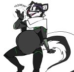  absurd_res accessory after_vore anthro belly big_belly burping clothed clothing colored fully_clothed headband hi_res jeremy_(topazknight) male mammal mephitid open_mouth skinsuit skunk solo text tight_clothing topazknight vore 