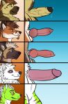 african_wild_dog animal_genitalia animal_penis barbell_piercing blue_eyes bodily_fluids brown_body brown_eyes brown_fur canid canine canine_genitalia canine_penis canis chart circular_barbell_piercing close-up closed_smile domestic_dog dreadlocks ear_piercing ear_ring facial_piercing female fox fur gauged_ear genital_close-up genital_fluids genitals german_shepherd green_body herding_dog hi_res hufnaar humanoid_genitalia humanoid_penis humanoid_vulva knot male mammal mouth_closed multiple_images nose_piercing orange_body orange_fur pastoral_dog penis penis_chart penis_close-up piercing precum precum_string red_eyes ring_piercing septum_circular_barbell septum_piercing side_view smile solo striped_legs striped_neck tan_body tan_fur vulva white_body white_fur yellow_eyes