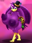  2018 3_toes absurd_res anthro areola avian big_breasts bird blue_eyes breasts clothing cornchip21 feet female galliform hat headgear headwear hi_res holidays huge_breasts little-gray-bunny looking_at_viewer nipples phasianid purple_body sega solo sonic_riders sonic_the_hedgehog_(series) standing thanksgiving toes turkey wave_the_swallow 