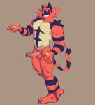 anthro balls erection foreskin generation_7_pokemon genitals glans hi_res humanoid_genitalia incineroar jrjresq male muscular muscular_male nintendo nipples nude partially_retracted_foreskin pawpads penis pokemon pokemon_(species) solo stripes tail toothy_grin yellow_sclera