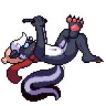 1:1 2025 alpha_channel anthro belly electronics eyewear glasses hair low_res lying male mammal mephitid mostly_nude navel pawpads phone scarf skunk skunk_in_scarf skunk_tail solo white_belly white_hair yulsbolts