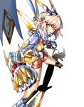  1girl arm_armor armor bob_cut bracer brown_hair clenched_hands commentary_request constricted_pupils floating_scarf foot_out_of_frame gloves grruhuh hair_ornament hairband hairclip headgear highres knee_armor leg_armor long_scarf looking_at_viewer metal_hairband midriff navel parted_lips scarf senki_zesshou_symphogear shorts shoulder_armor simple_background solo standing symphogear_pendant tachibana_hibiki_(symphogear) white_background white_gloves white_scarf yellow_eyes 