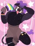 3:4 absurd_res accessory anthro ball_tuft balls beard beastto_(retrobeastto) big_balls big_penis black_body black_fur blep bottomless bottomless_anthro bottomless_male brown_body brown_fur cheek_tuft clothed clothing confetti crop_top curly_hair digital_media_(artwork) dreadlocks ear_piercing ear_ring ear_scar eyewear facial_hair facial_tuft femboy fingers fishnet_clothing fishnet_topwear flaccid flag flag_(object) floppy_ears foreskin fur genitals glasses hair hair_accessory hand_behind_head hi_res holding_flag holding_object humanoid_genitalia humanoid_penis intersex_pride_colors jewelry legwear lgbt_pride lgbt_pride_month looking_at_viewer lying male mammal mane markings mostly_nude multicolored_body multicolored_hair navel navel_piercing nipple_outline nipples nonbinary_(lore) nonbinary_pride_colors nude on_back one_eye_closed penis piercing pride_color_accessory pride_color_flag pride_colors purple_hair raised_arm retrobeastto ring_piercing scar shaded sharp_teeth shirt simple_background simple_shading slim small_waist smile snout solo star sticker stickers_on_body stockings suid suine sus_(pig) tail teeth thigh_highs tight_clothing tongue tongue_out topwear transgender_pride_colors tuft tusks two_tone_body two_tone_hair two_tone_tail vein veiny_penis vincian_pride_colors wild_boar wink winking_at_viewer yellow_eyes