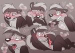 ahegao anthro balls big_tail black_body black_fur blush blushing_profusely clothing fur genitals hair heart_symbol hi_res holding_clothing holding_object holding_panties holding_underwear implied_orgasm in_heat jusrhkuhoh looking_at_viewer looking_down looking_pleasured looney_tunes lying male mammal markings mephitid on_back panties pepe_le_pew skunk smile solo steam steamy_breath striped_markings striped_tail stripes tail tail_markings teeth tongue tongue_out underwear warner_brothers white_body white_fur