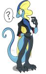  agent_pierce ambiguous_gender anthro belly belly_overhang chameleon cirkus clothed clothing girly hi_res inteleon lizard looking_away male nintendo partially_clothed pok&eacute;mon pok&eacute;mon_(species) reptile scalie slim small_waist solo standing tall toony video_games yellow_eyes 