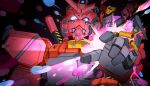 armor commentary energy extra_eyes glowing glowing_eyes gundam gundam_gquuuuuux highres kyou_(iuciferic) looking_at_viewer mecha mecha_focus mobile_suit purple_eyes reaching reaching_towards_viewer red_armor red_gundam robot science_fiction solo upper_body v-fin zeknova zeon 