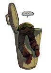  ... 0916psy 1other absurdres ass deltarune denim from_behind highres jeans kris_(deltarune) other_focus pants shirt shoes simple_background solo speech_bubble striped_clothes striped_sweater stuck sweater trash_can utdr_(toby_fox) white_shirt 