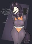 2016 anthro areola big_breasts biped breasts canid cellphone clothed clothing clothing_lift colored dark_body dark_fur dark_hair dated digital_media_(artwork) electronics ellipsis english_text exposed_breasts female female_anthro fur hi_res huge_breasts looking_at_viewer malo mammal navel nipples open_mouth panties phone scp-1471-a scp_foundation shaded shirt shirt_lift signature solo standing sukk-madikk talking_to_viewer text topwear underwear year