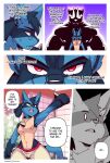  2020 absurd_res anthro clothed clothing comic english_text eyewear gesture glasses hi_res legendary_pok&eacute;mon lucario male nintendo partially_clothed patreon patreon_logo patreon_username pointing pok&eacute;mon pok&eacute;mon_(species) rookie_bear signature single_strike_style_urshifu solo text urshifu video_games 