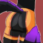  1:1 anthro butt canid canine chaps clothed clothing dyed_fur fox hi_res male mammal skimpy slinx_(character) solo urpaws 